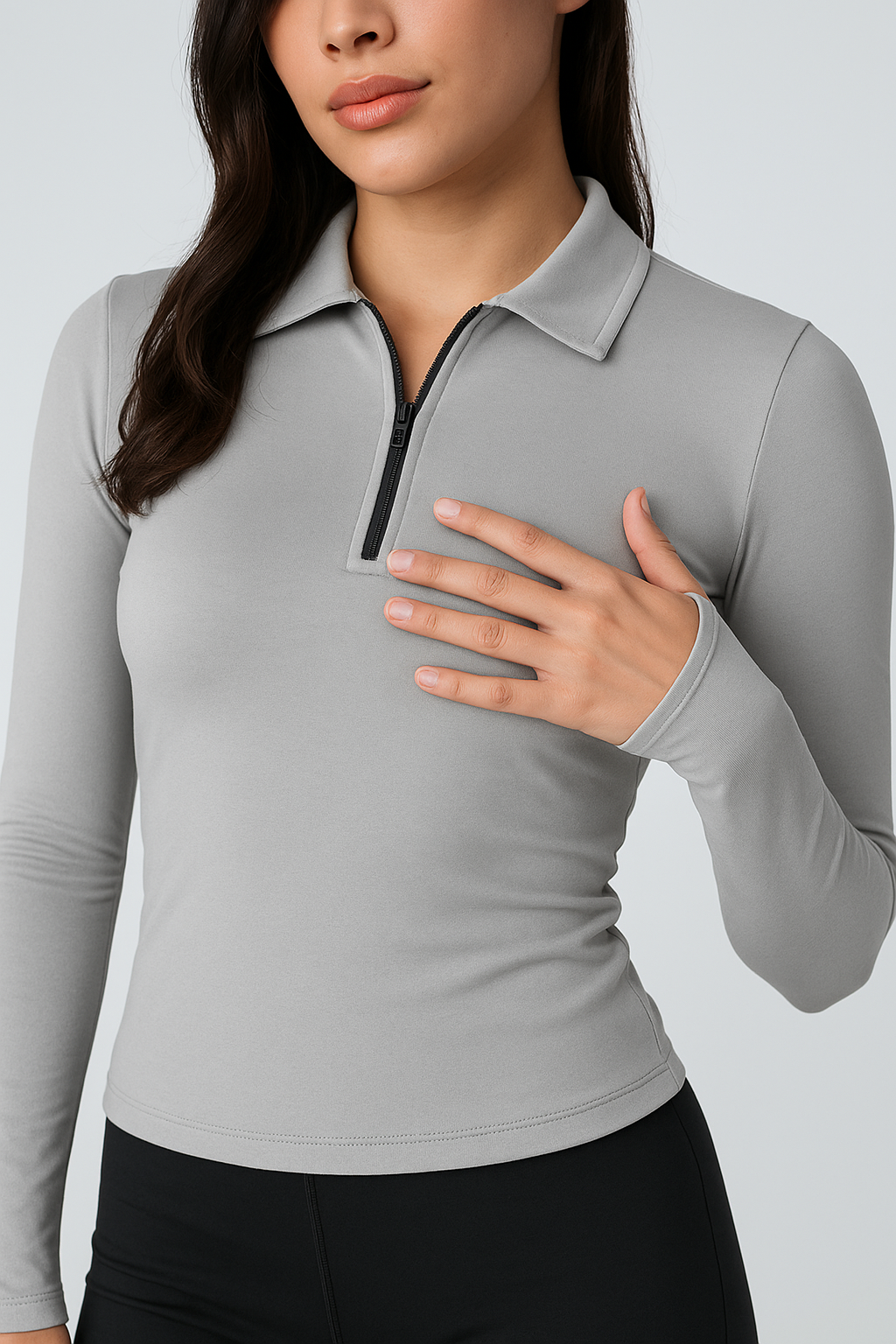 SILVER LONG SLEEVED WITH THUMB HOLE