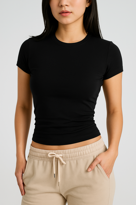 BLACK SHORT SLEEVE TOP