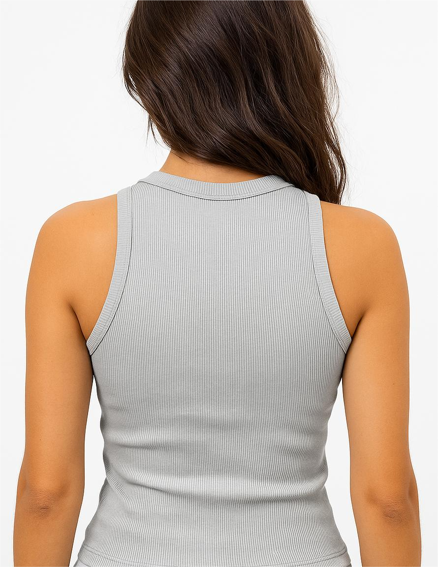 SILVER RIBBED TANK TOP